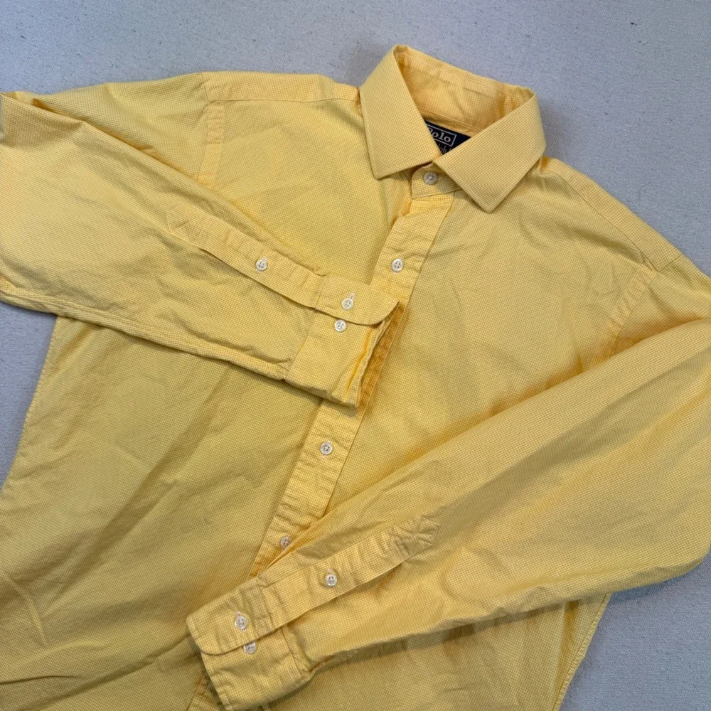 Polo Ralph Lauren 15 32/33 Button Down Shirt Mens Yellow Regent Gingham Check